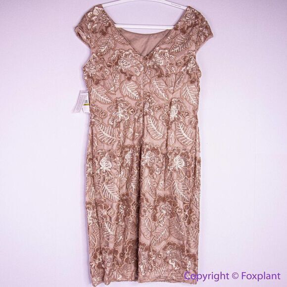 NEW Alex‎ Evenings cap sleeve Embroidered Sequin Lace Dress, 14 - Picture 10 of 16